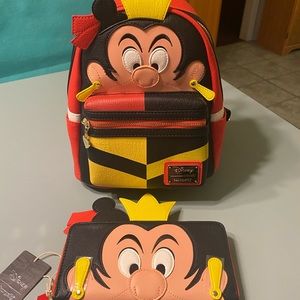 Loungefly Queen of Hearts Mini Backpack and Wallet New w/tags plus FREE GIFT.